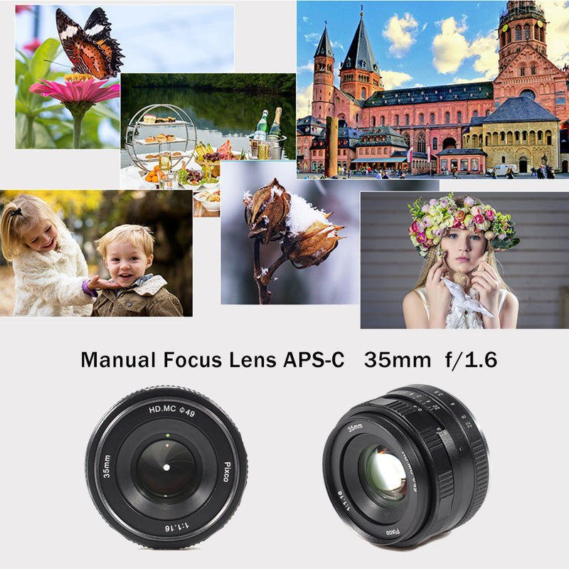 35mm F/1.6 Large Aperture HD MC Manual Prime Fixed Lens APS-C - Pixco - Provide Professional Photographic Equipment Accessories