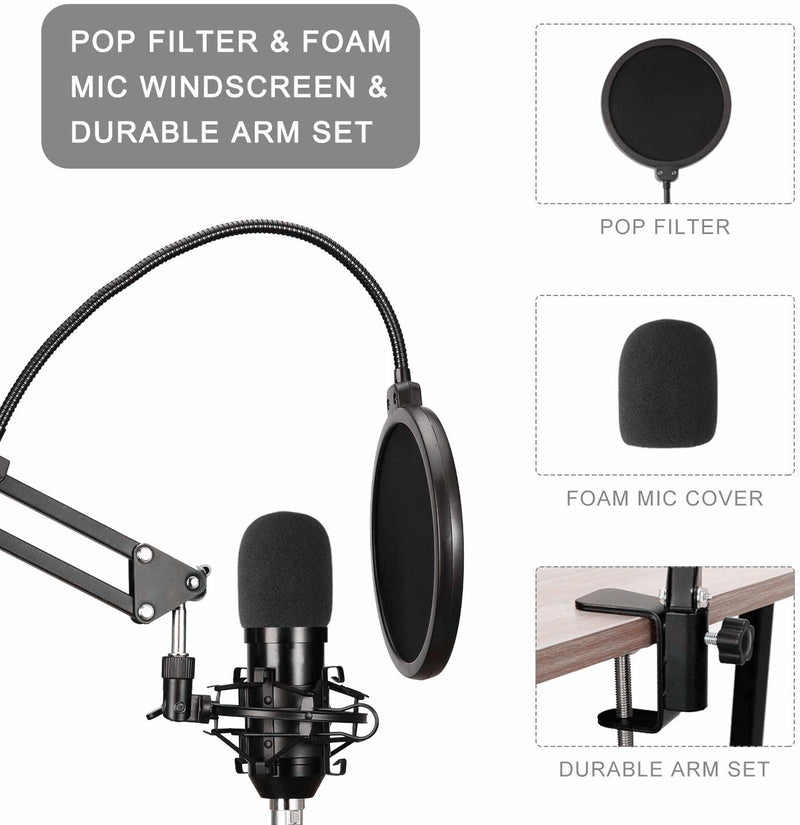 BM-800 Condenser Microphone Mic Sound Recording Studio Kits with Shock Mount - Pixco - Provide Professional Photographic Equipment Accessories