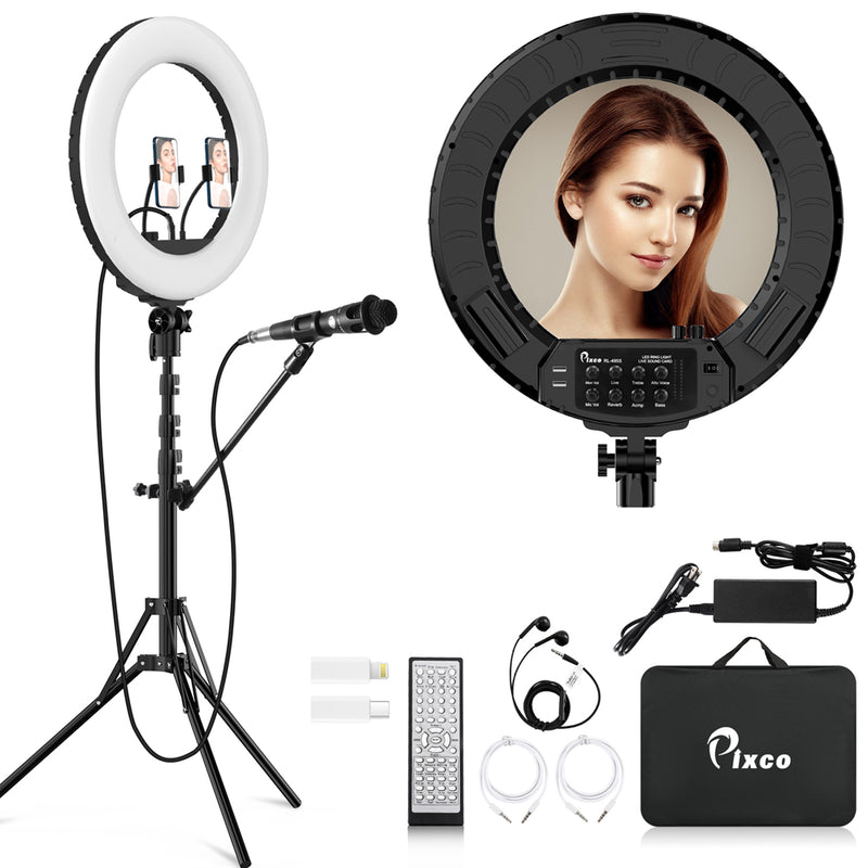 Pixco RL-495S 18'' LED Ring Light Built-in Live Sound Card With Stand Kit - Pixco - Provide Professional Photographic Equipment Accessories