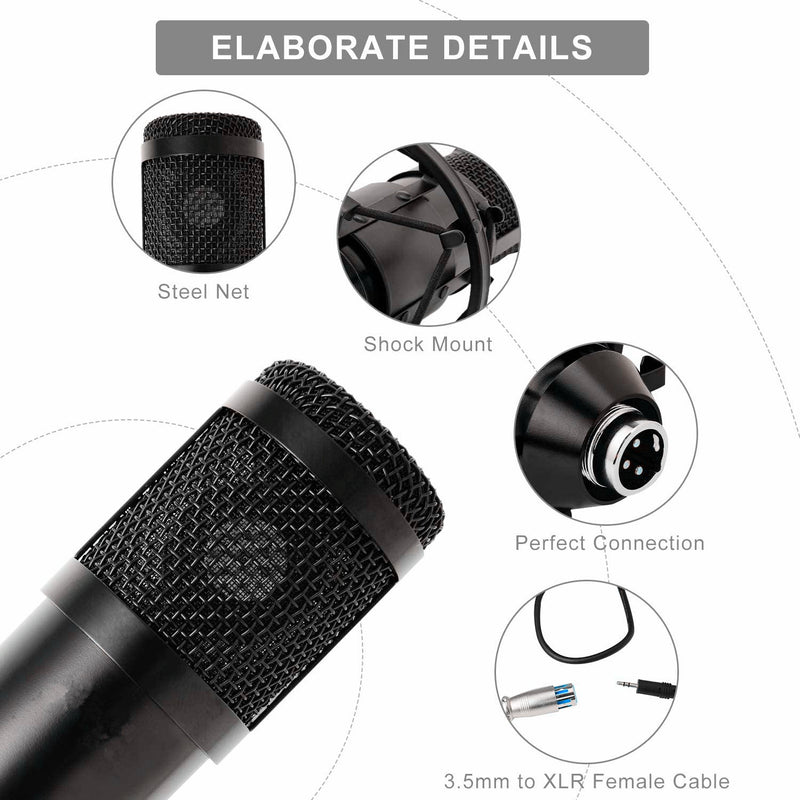 BM-800 Condenser Microphone Mic Sound Recording Studio Kits with Shock Mount - Pixco - Provide Professional Photographic Equipment Accessories