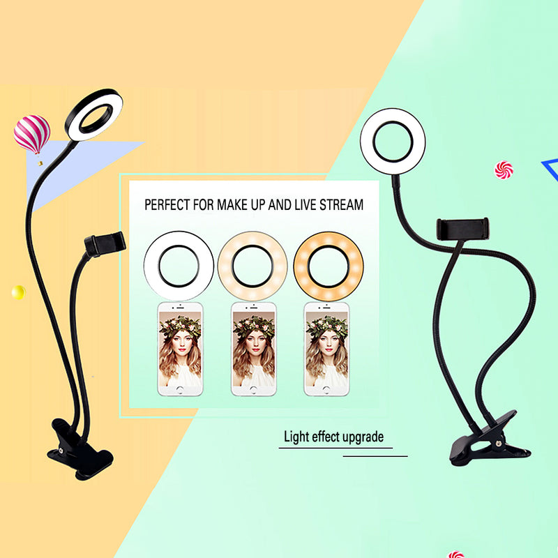 Amazon.com: Tranesca Selfie Ring Light with Cell Phone Holder Stand for  Live Stream/Makeup, LED Camera Lighting [3-Light Mode] with Flexible Arms  Compatible with Cell Phones and Camera (Black) : Cell Phones &